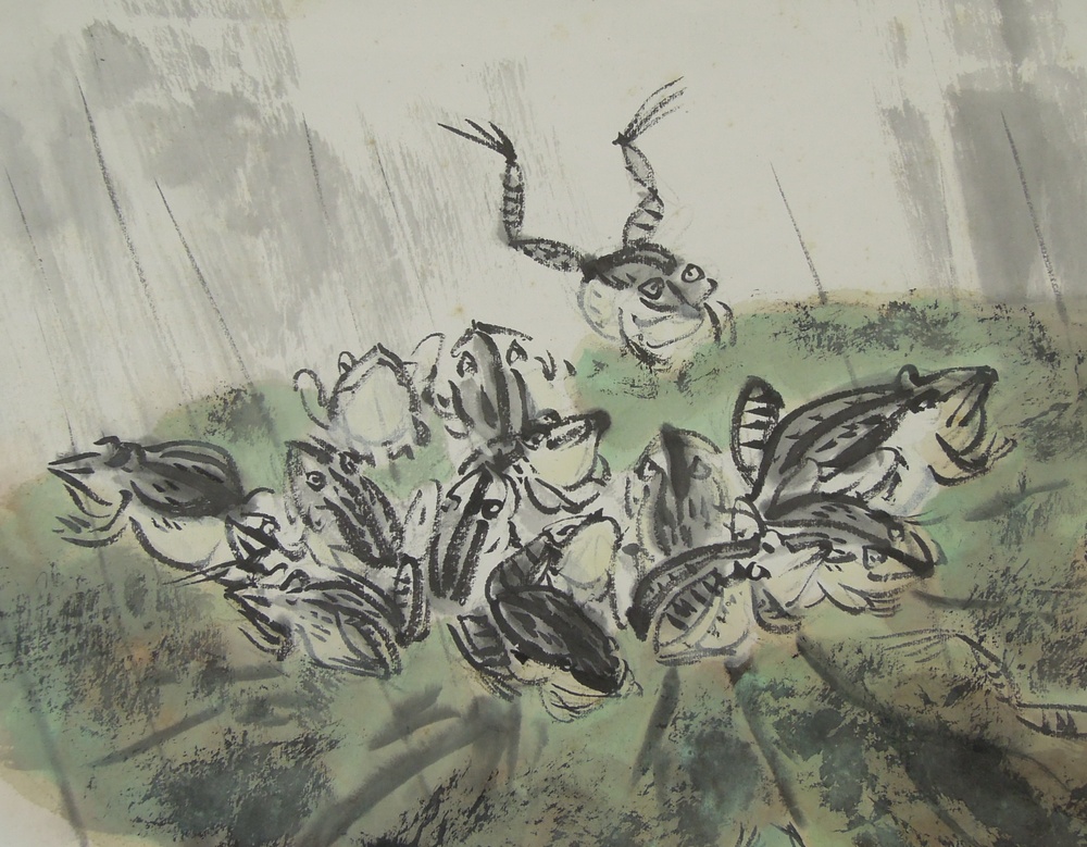雨乞いの図 画賛 掛け軸 箱無し 書画、骨董品、美術品 絵画