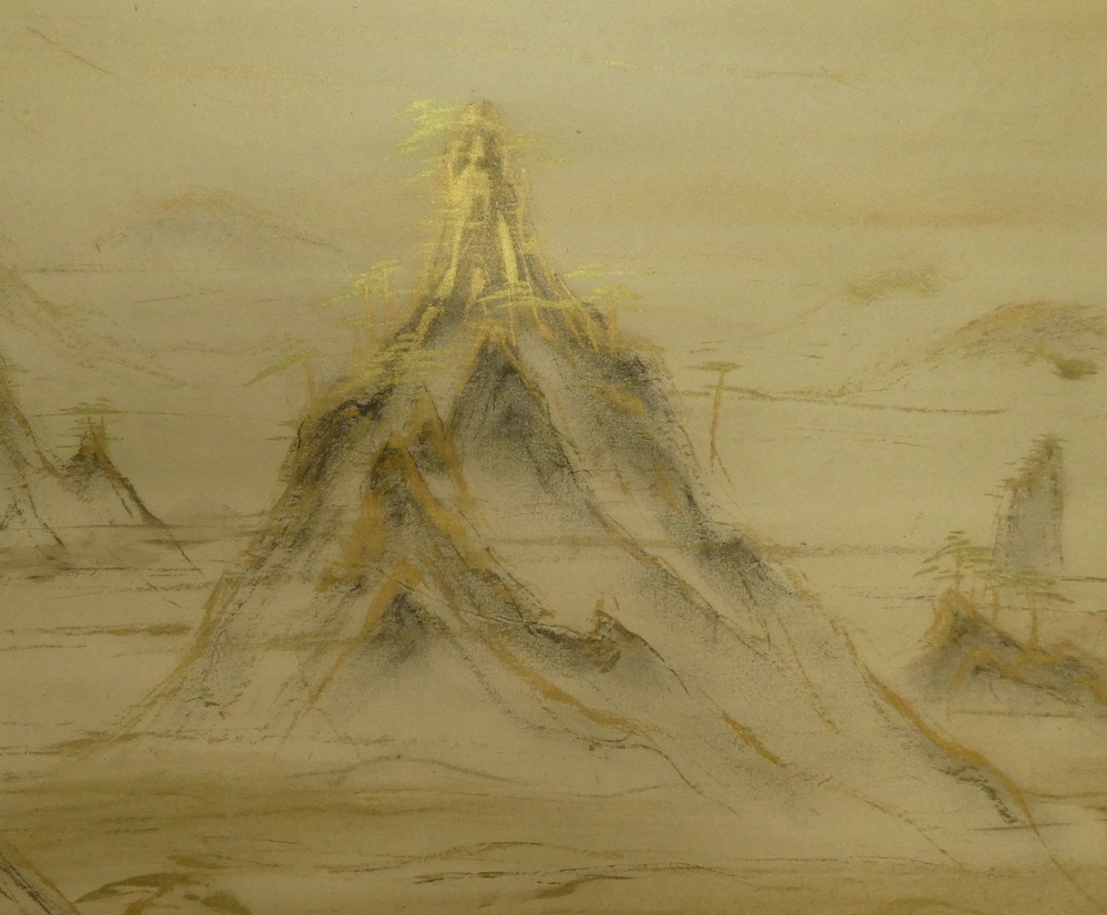 工芸家 画家 藤井達吉 山 水墨画 肉筆掛軸 工芸家 画家 藤井達吉 山 水墨画 肉筆掛軸