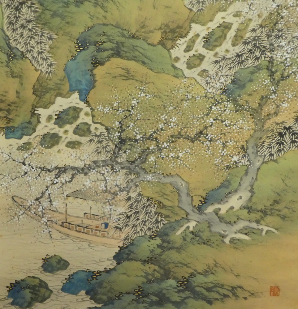 真作/後藤秋崖/山水図双幅/布袋屋掛軸HC-279 後藤秋厓 『春景 双幅』 [古美術こもれび] 骨董,掛軸,絵画の買取