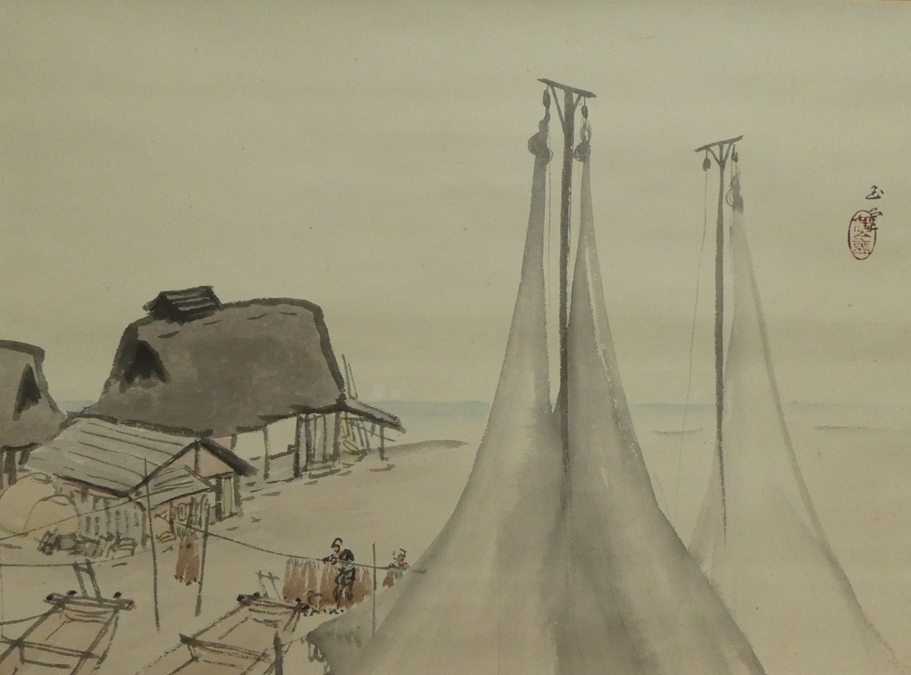 川合玉堂 『網干』 [古美術こもれび] 骨董,掛軸,絵画の買取と